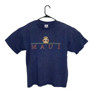 Vintage Single Stitch Buoy Yacht Club Maui HI Blue Shirt Size L Miller Tage USA